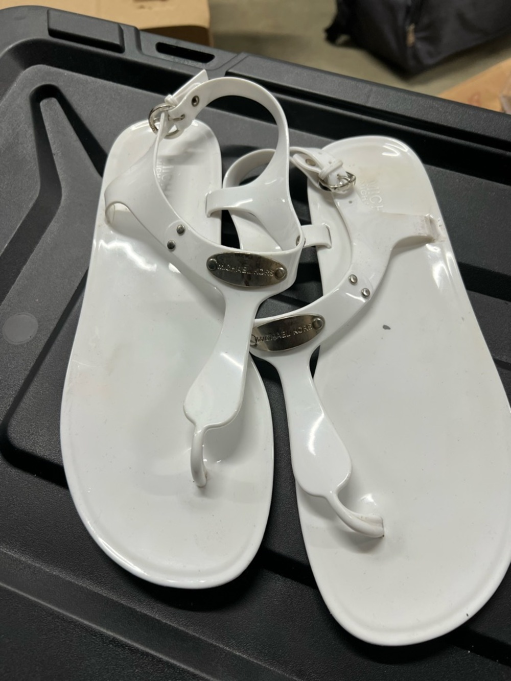 Michael Kors White T-Strap Jelly Sandals